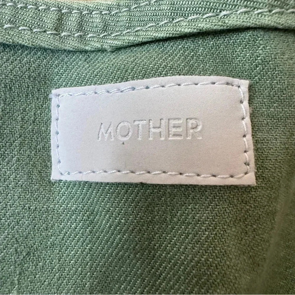 Mother The Ruffle Mini Skirt Size 30 Loden Frost Green Denim Tiered Side Zip - Picture 5 of 11